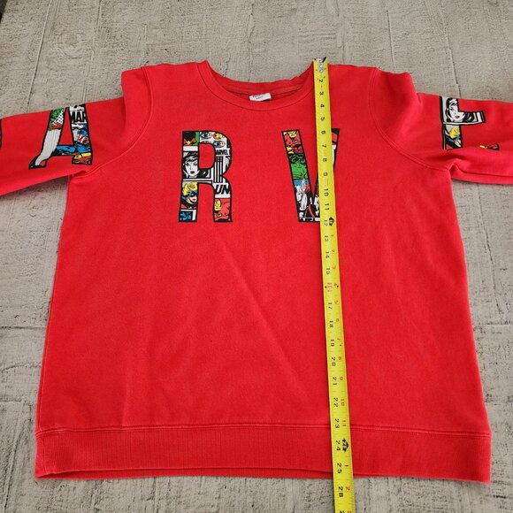 Marvel Comic Fill Logo‎ Pullover Sweatshirt Crewneck Womens size XL in Red - Picture 11 of 14